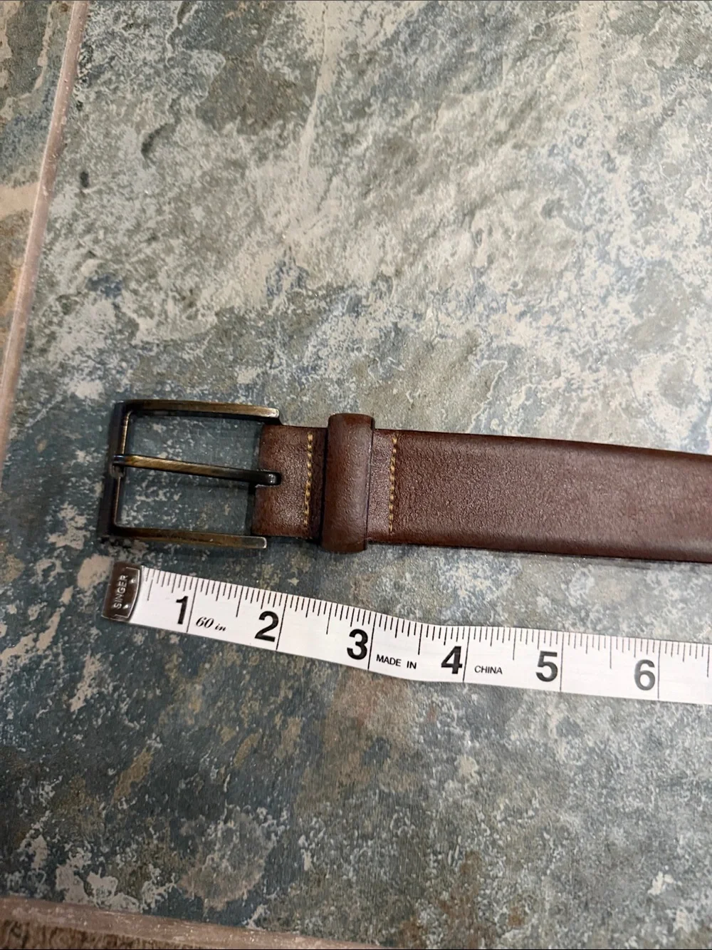 Men's Genuine Brown Italian Leather Belt with Polished Buckle
